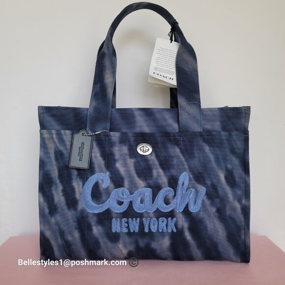 COACH Tie Dye Cargo 42 Canvas Large Tote -Midnight Navy color - Picture 4 of 16